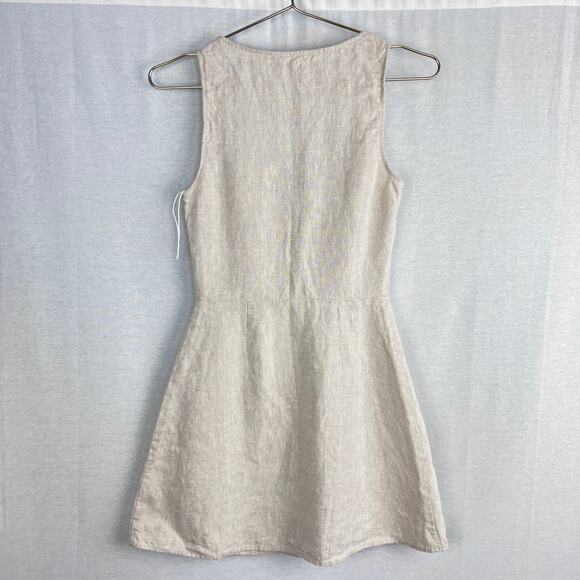 NWOT Reformation Dress Jill Linen A-Line Mini Oatmeal Clean Girl Boho Sundress - Picture 4 of 7